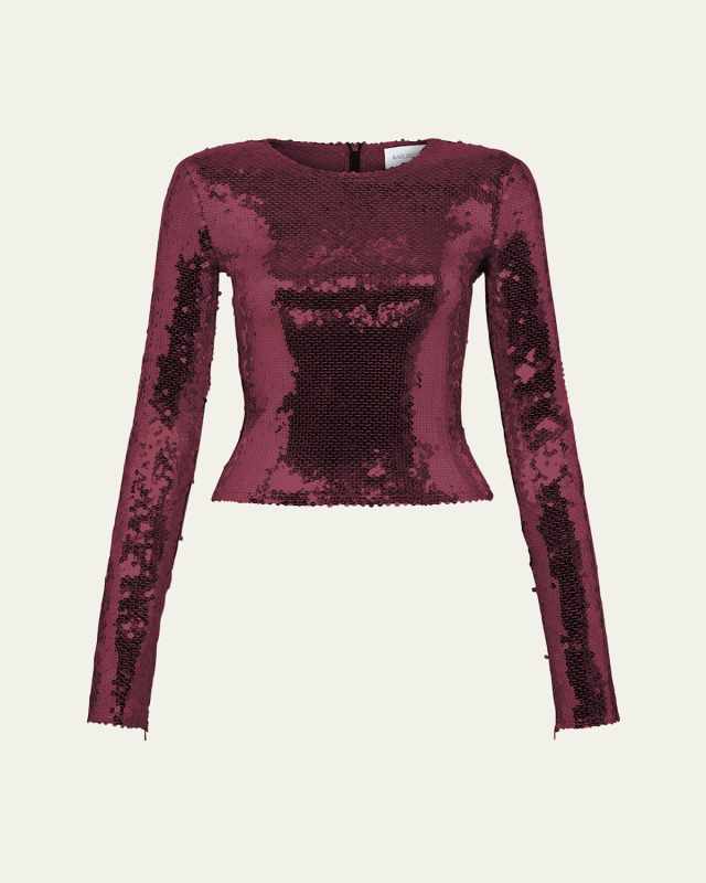 Loida Sequined Long-Sleeve Top